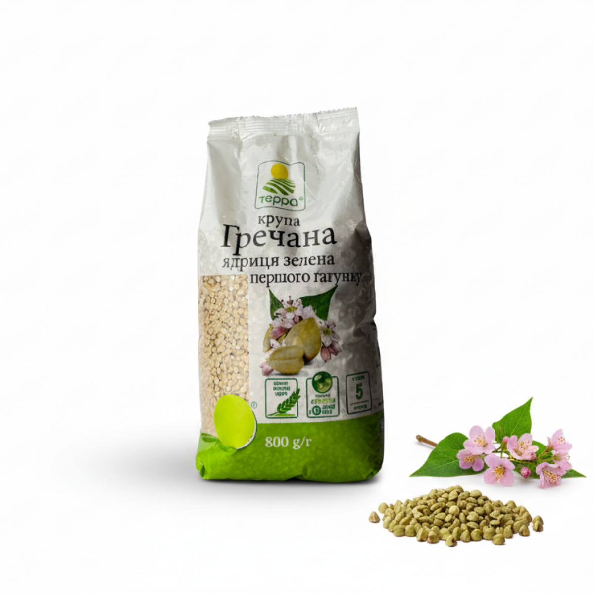 Крупа зелена гречана „Терра” 800г