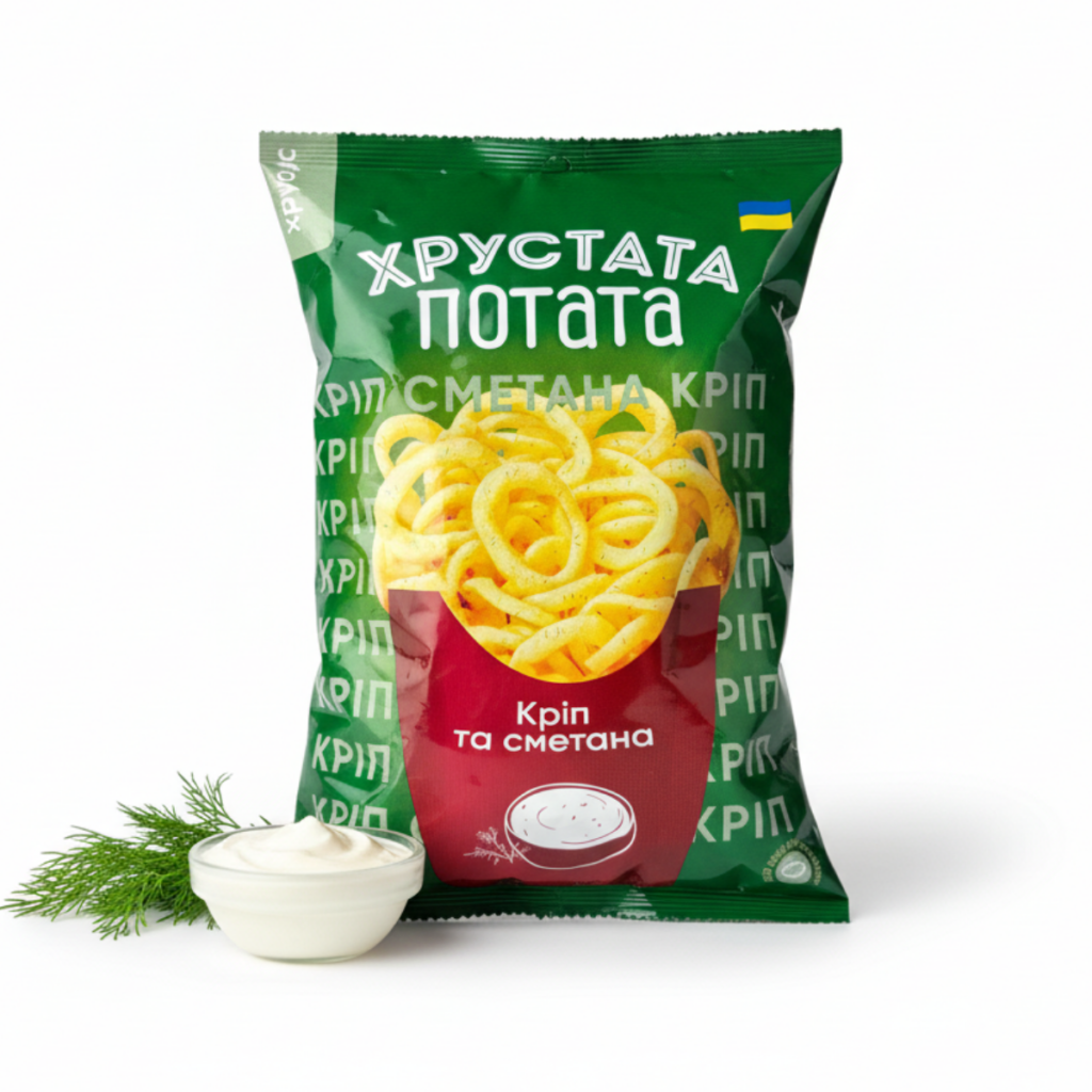 Кільця „Хрустата потата” зі смаком кропу та сметани 50г