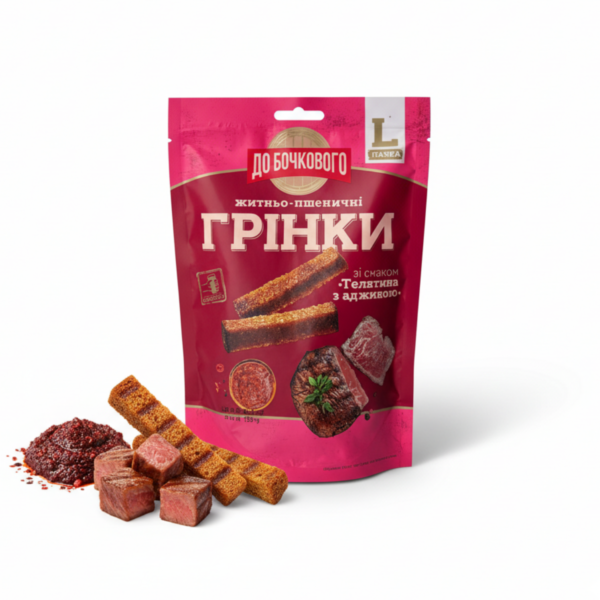 Grzanki „Flint” Do beczkowego żytnie o smaku cielięciny z adżyką 130g