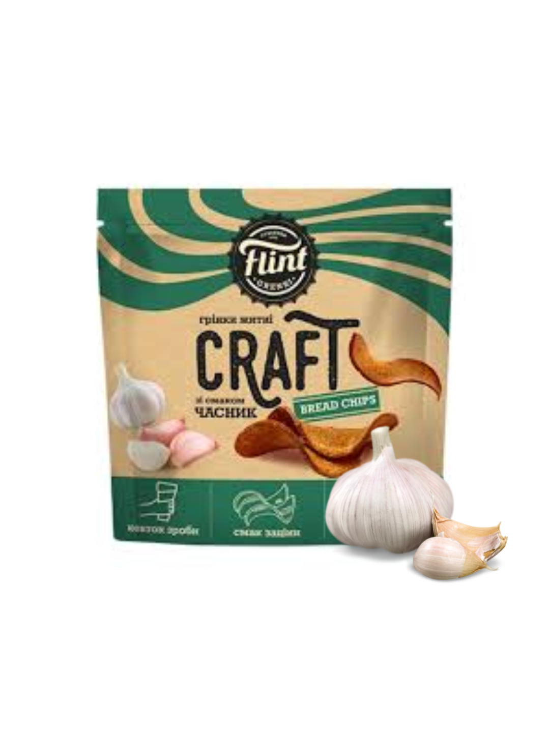 Грінки Craft хвилясті До бочкового зі смаком часнику 90г