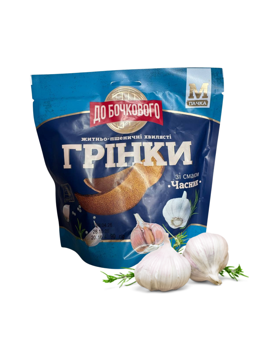 Сухарики „Флінт” До бочкового зі смаком часнику 90г