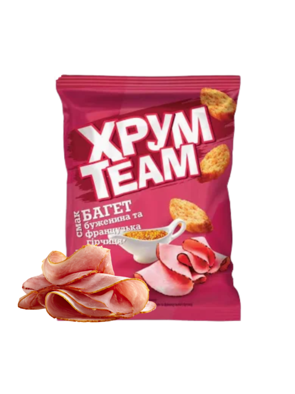 Сухарики «ХрумTeam» зі смаком шинки та гірчиці 60г