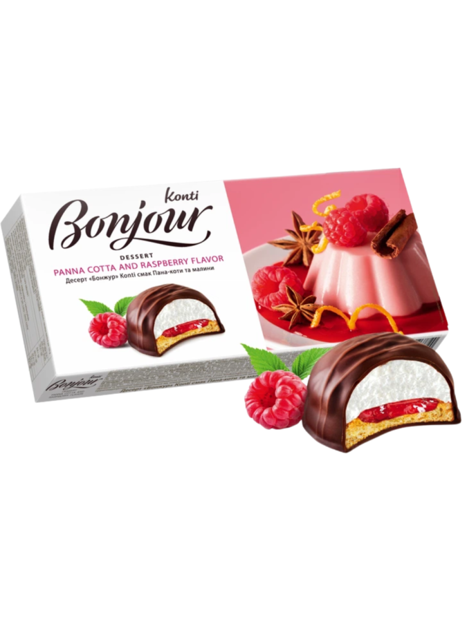 Десерт "Bonjour" Konti зі смаком панна-котта з малиною 232 г